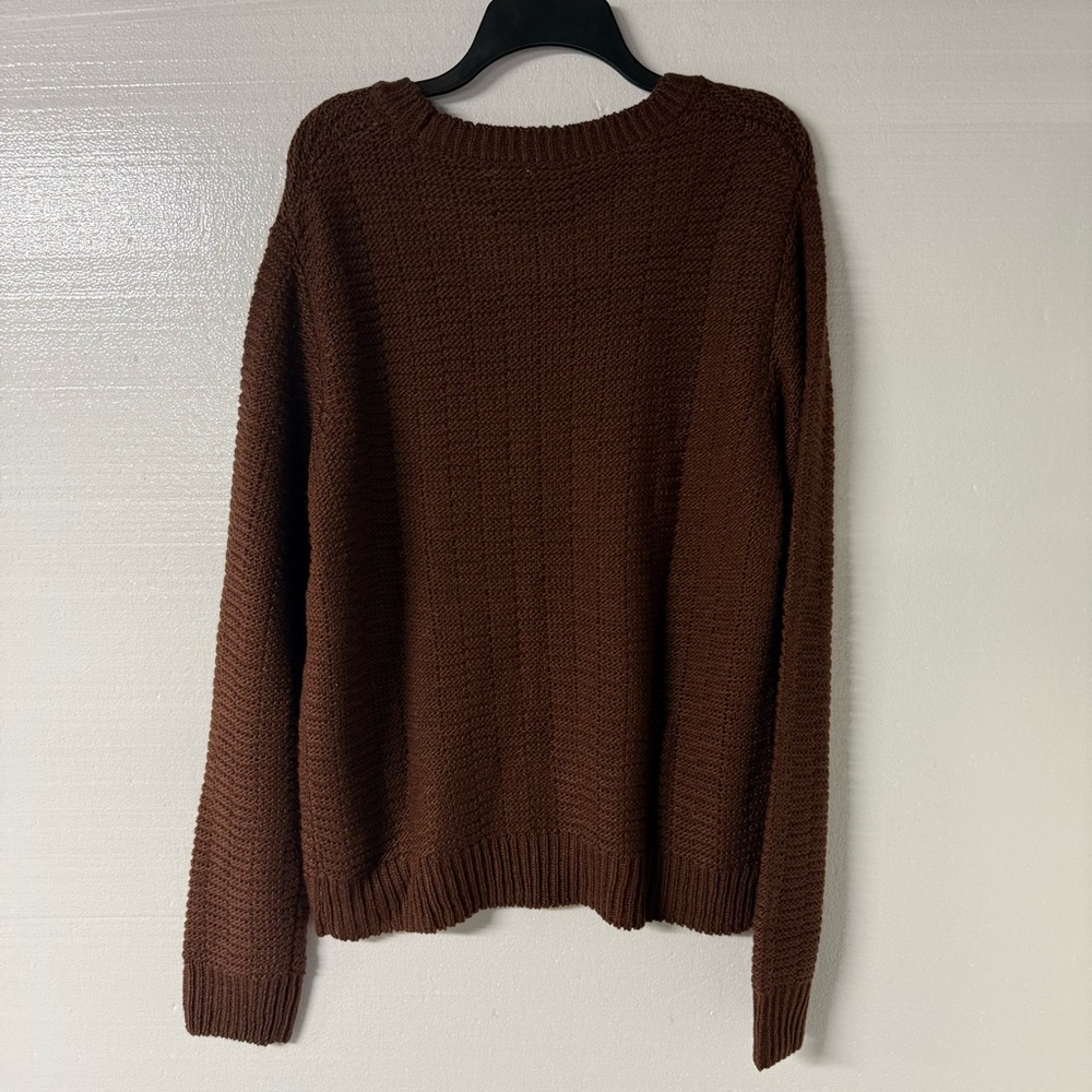 Sage Steel Sweater Men Size L Brown Textured Waffle Knit Crewneck Pullover - Picture 7 of 9